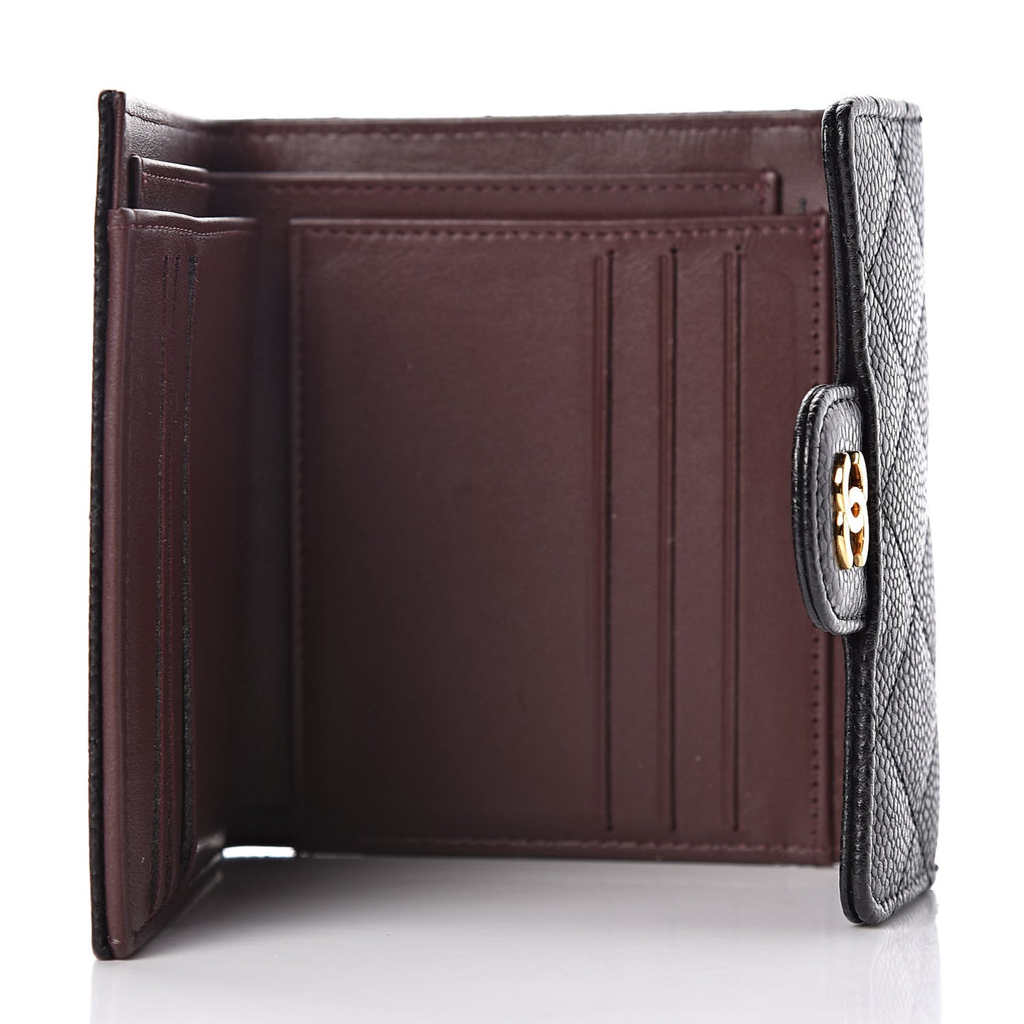 Caviar Quilted Compact Flap Wallet Black