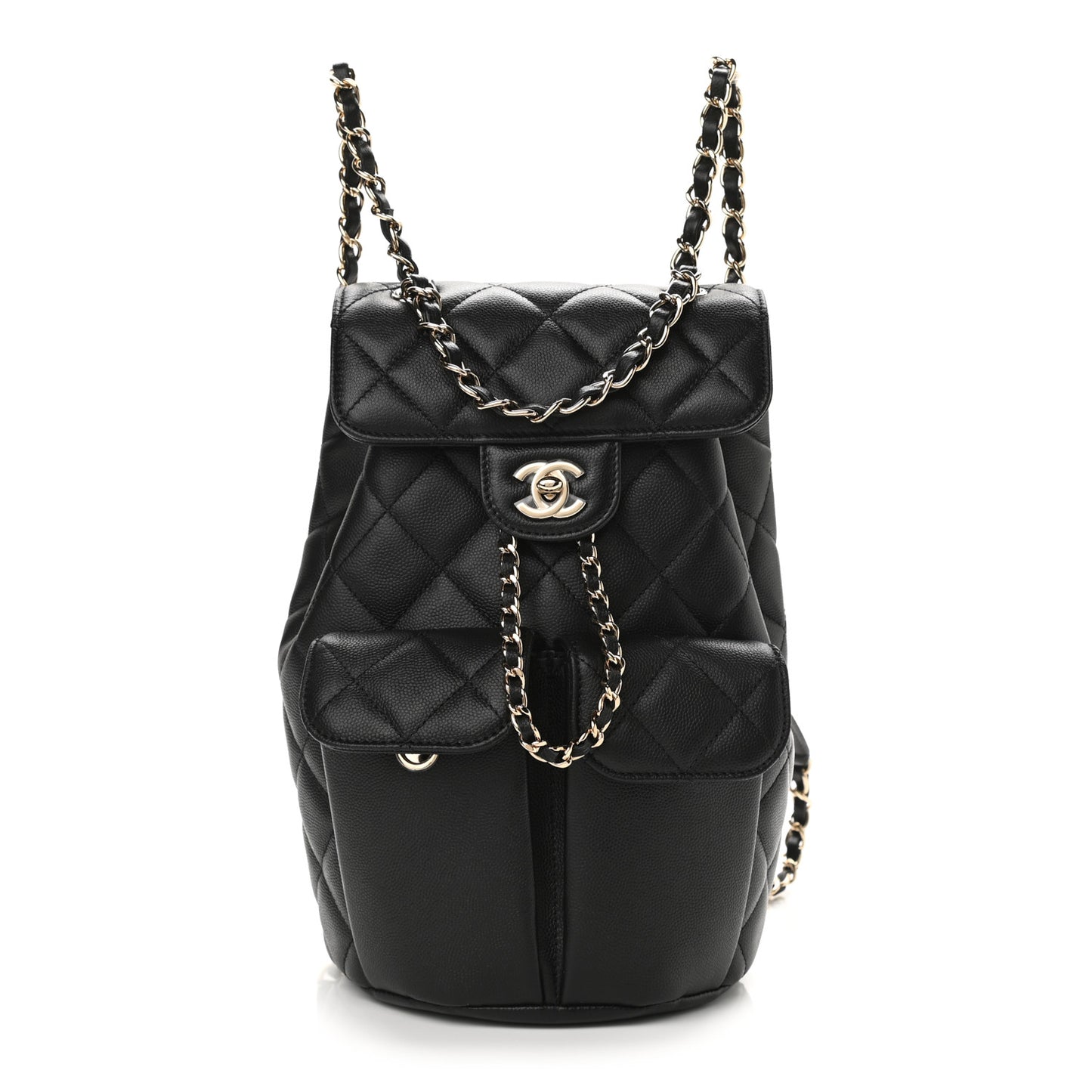 Caviar Quilted Pockets Backpack Black