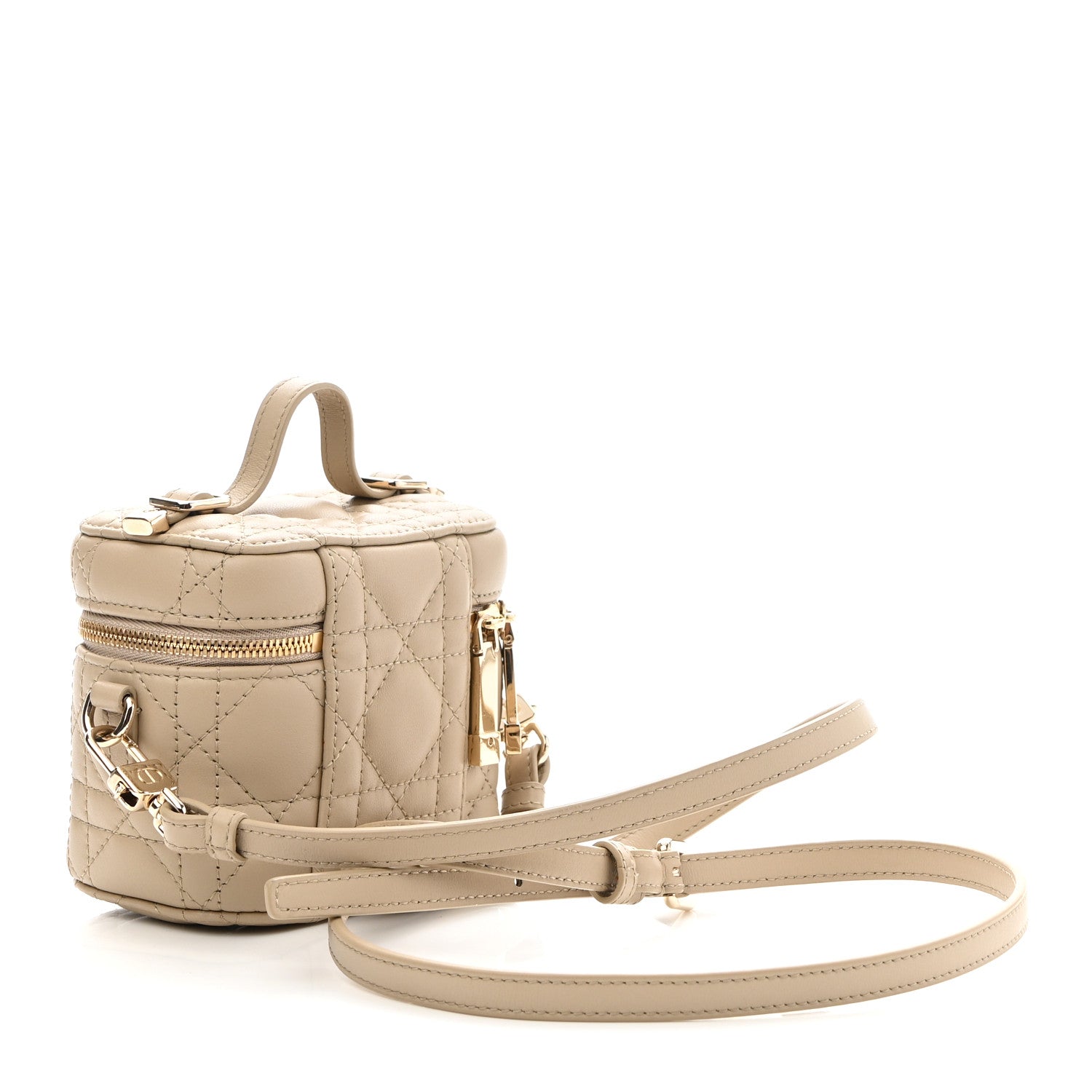 Christian Dior Lambskin Cannage Micro Lady Dior Vanity Case Beige 3 of 11