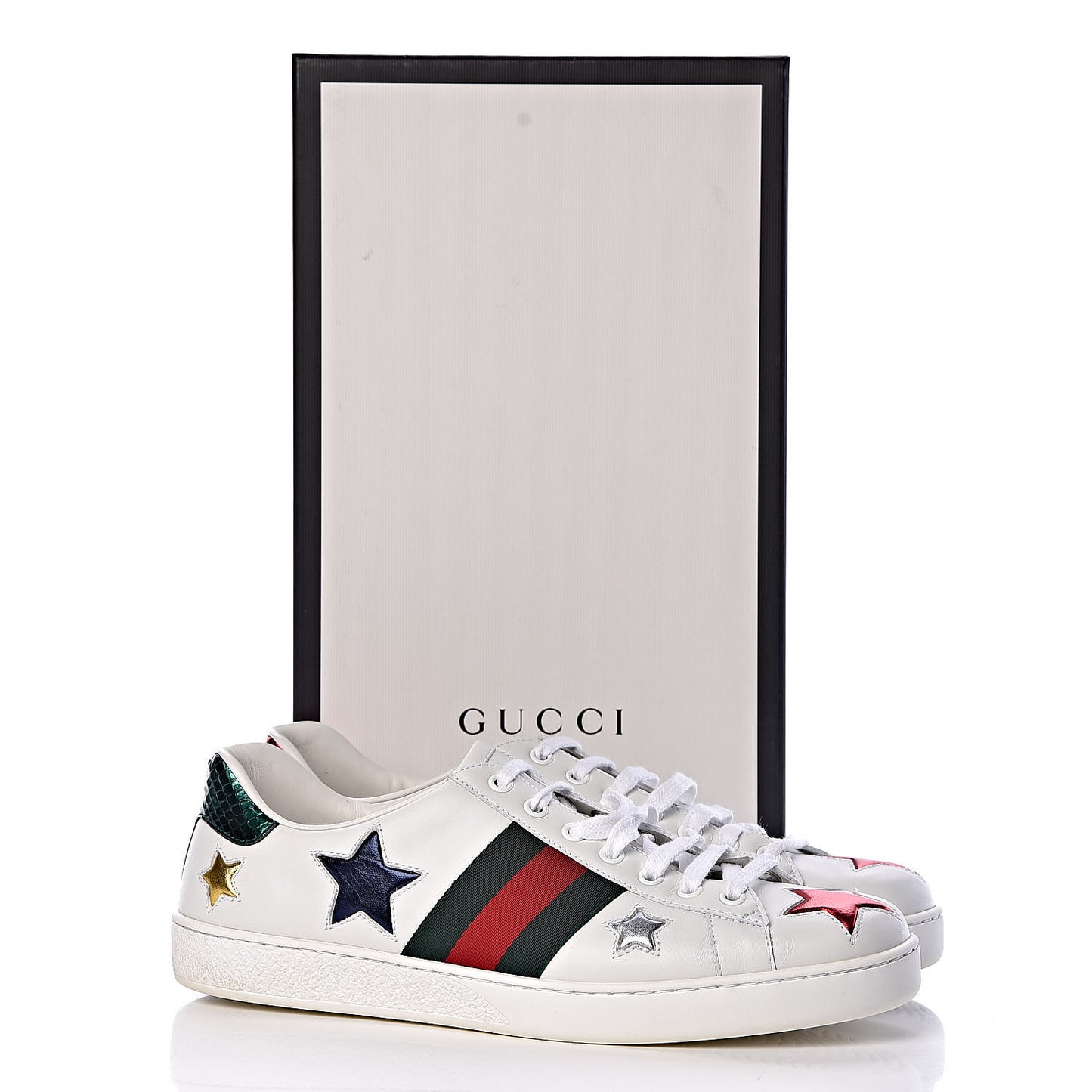 Calfskin Ayers Web Star Embroidered Mens Ace Sneakers 8.5 White Multi