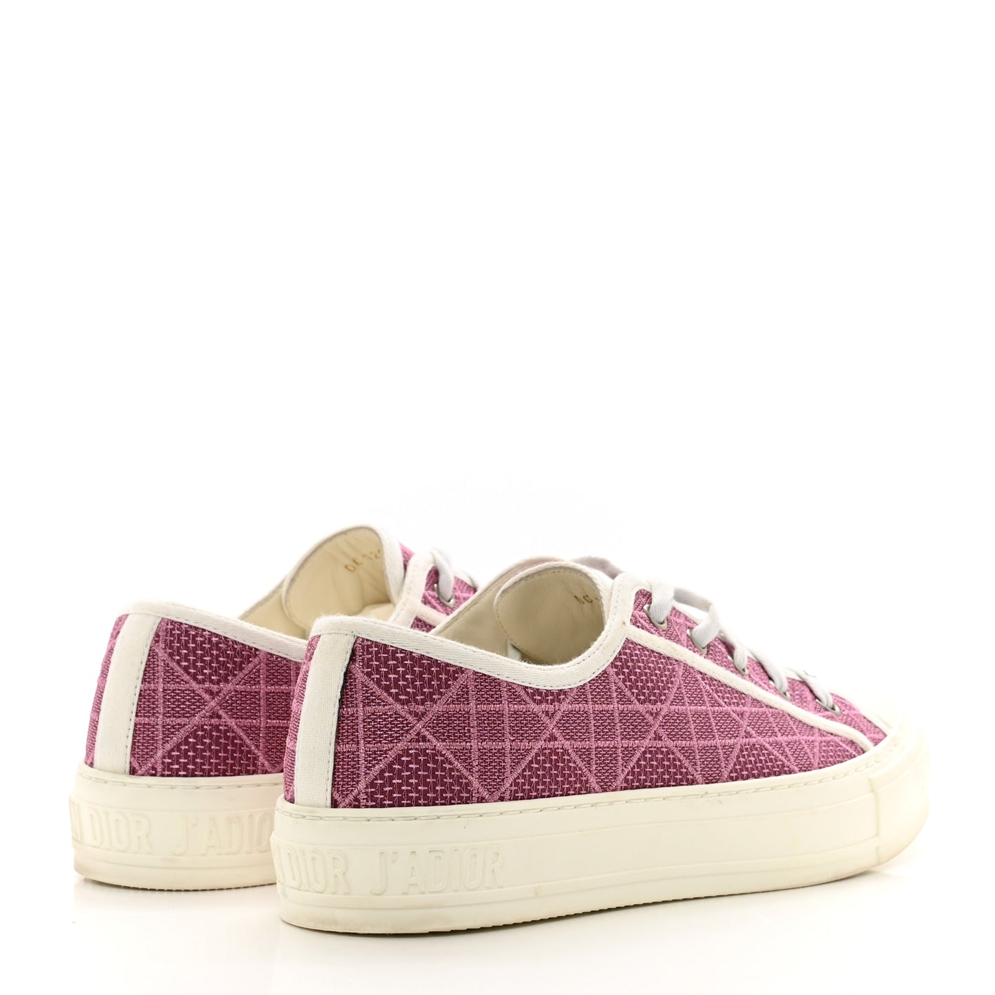 Laminated Canvas Cannage Embroidered Womens Walk'N'Dior Low Top Sneakers 38 Metal Rose