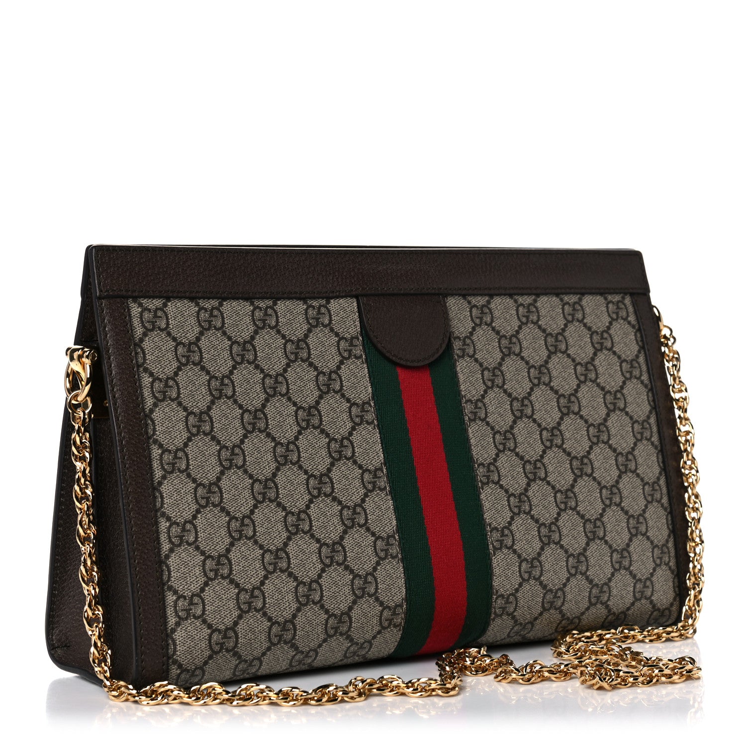 Gucci GG Supreme Monogram Web Medium Ophidia Chain Shoulder Bag Brown 2 of 12