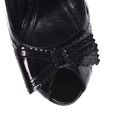 Christian Dior Patent Cannage Bow2 Peep Toe Pumps 39 Black 16 of 18