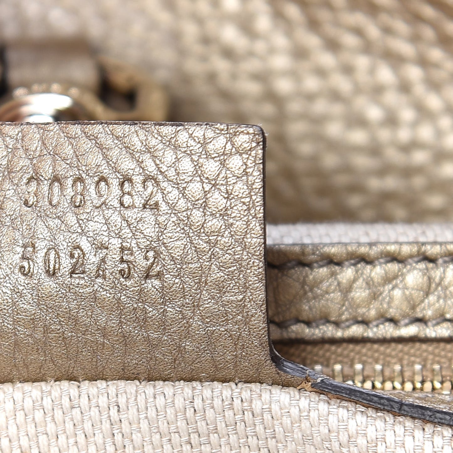 Metallic Pebbled Calfskin Medium Soho Chain Shoulder Bag Golden Beige