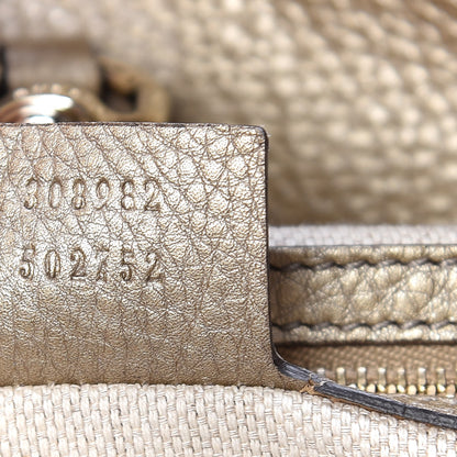 Gucci Metallic Pebbled Calfskin Medium Soho Chain Shoulder Bag Golden Beige 9 of 15