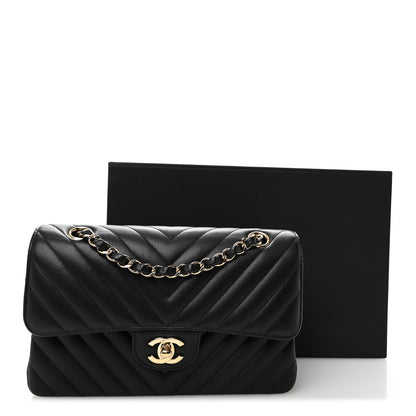 Chanel Caviar Flat Chevron Quilted Small Double Flap Black 11 of 11