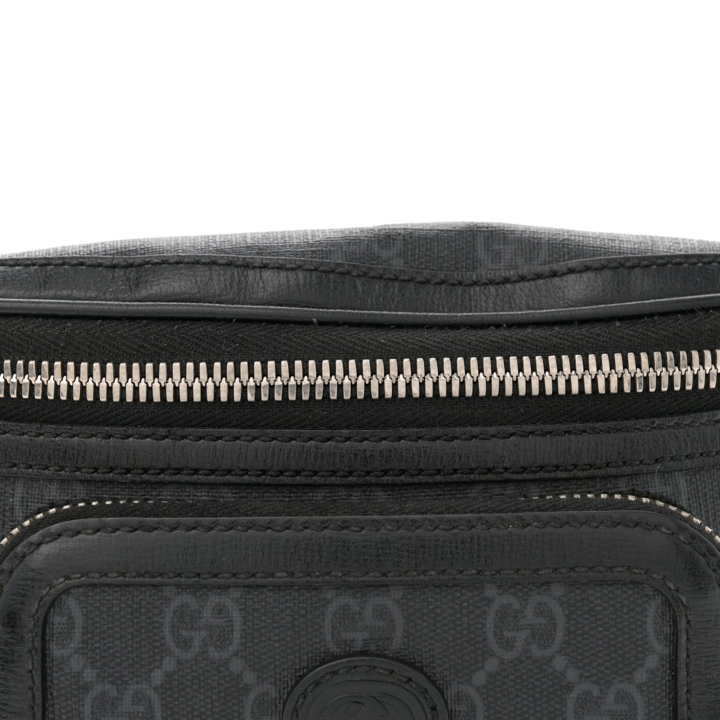 GG Supreme Monogram Textured Calfskin Retro Interlocking G Belt Bag Black