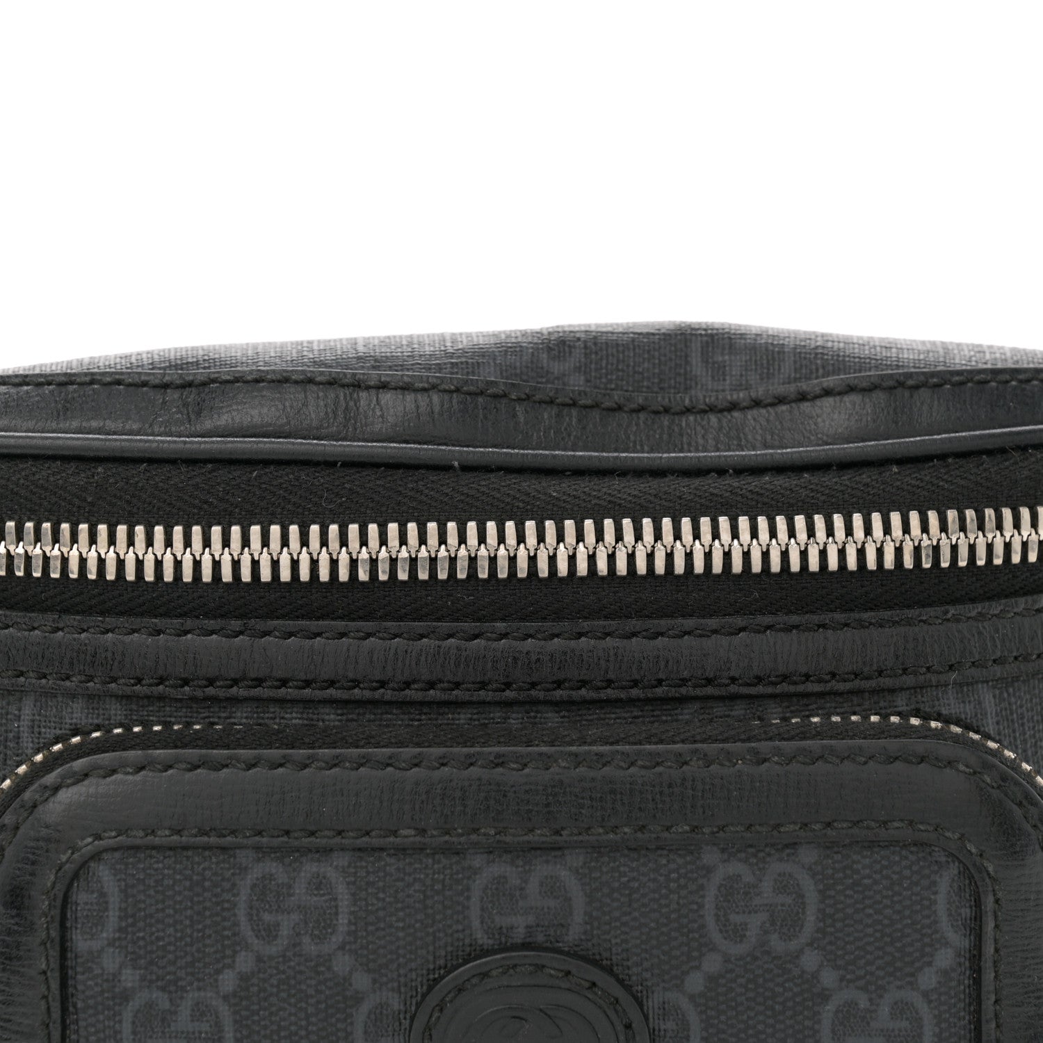Gucci GG Supreme Monogram Textured Calfskin Retro Interlocking G Belt Bag Black 8 of 11