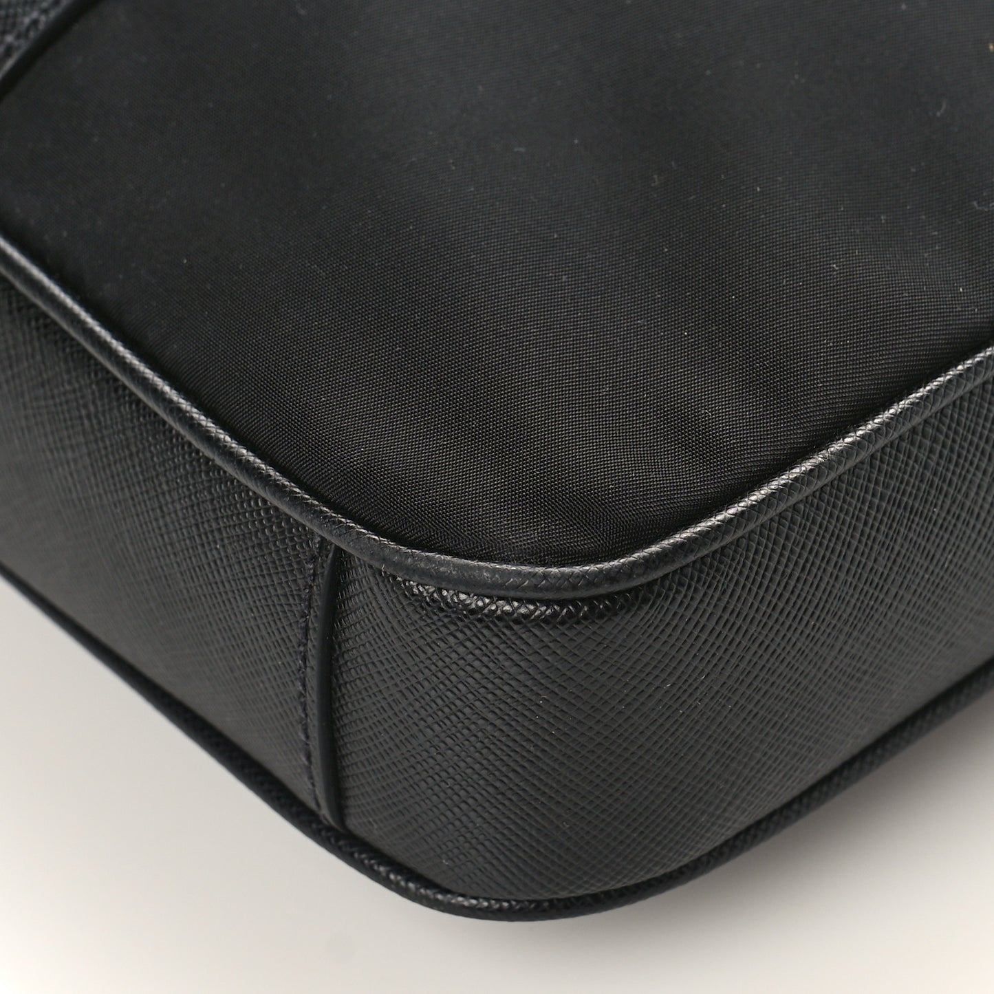 Tessuto Nylon Saffiano Metal Triangle Logo Work Bag Black