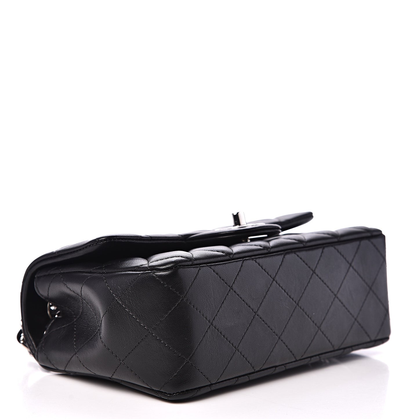 Lambskin Quilted Mini Rectangular Flap Black