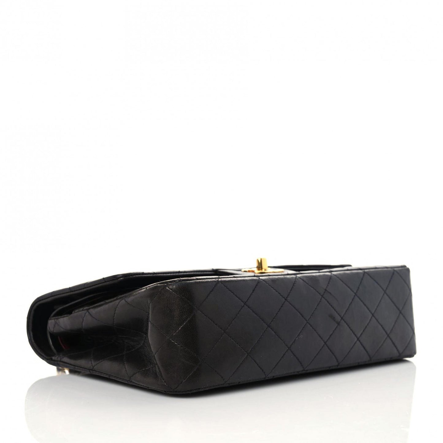 Lambskin Quilted Medium Double Flap Black