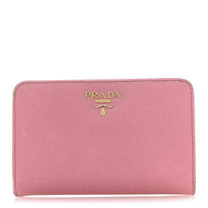 Prada Saffiano Metal Compact Wallet Geranio 1 of 13