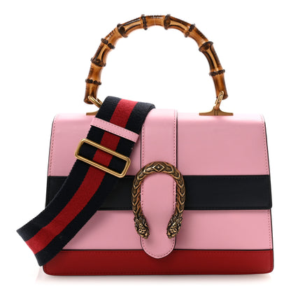 Gucci Moon Calfskin Web Medium Dionysus Bamboo Top Handle Bag Sugar Pink Blue Agata Hibiscus Red 1 of 10