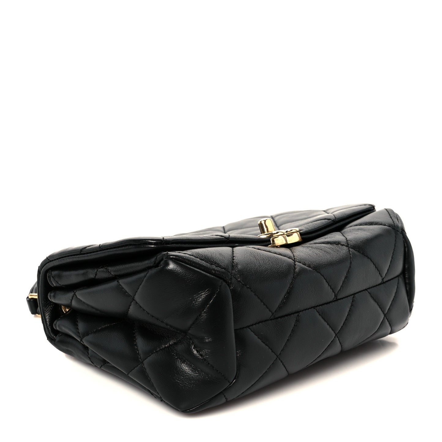 Lambskin Quilted Small Color Match Flap Black