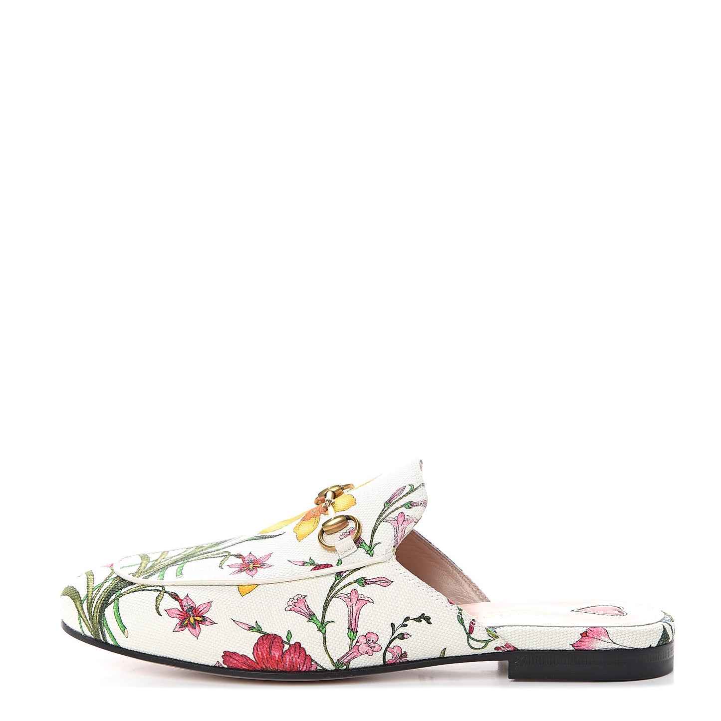Canvas Flora Womens Princetown Slippers 37.5 White Multicolor