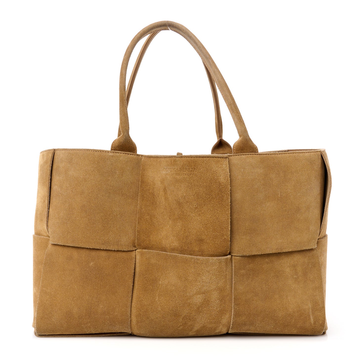 Suede Maxi Intrecciato Small Arco Tote Brown