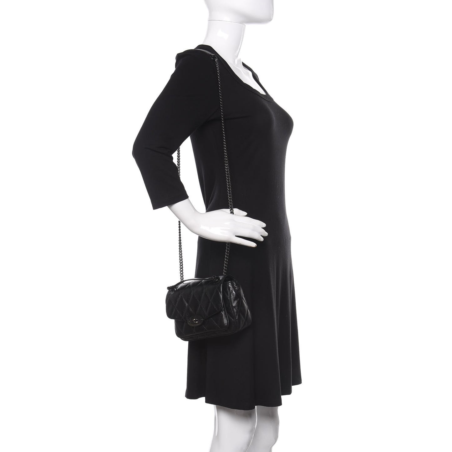 Shiny Calfskin Quilted Mini Darley Shoulder Bag Black