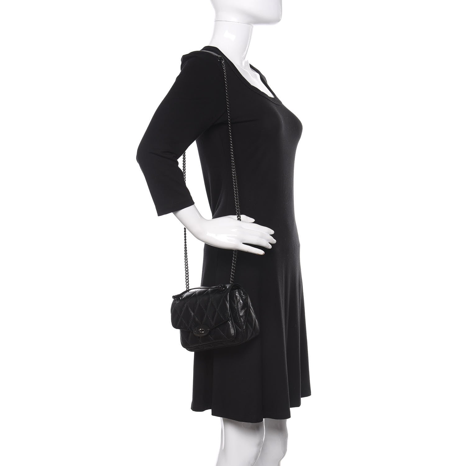 Mulberry Shiny Calfskin Quilted Mini Darley Shoulder Bag Black 3 of 11