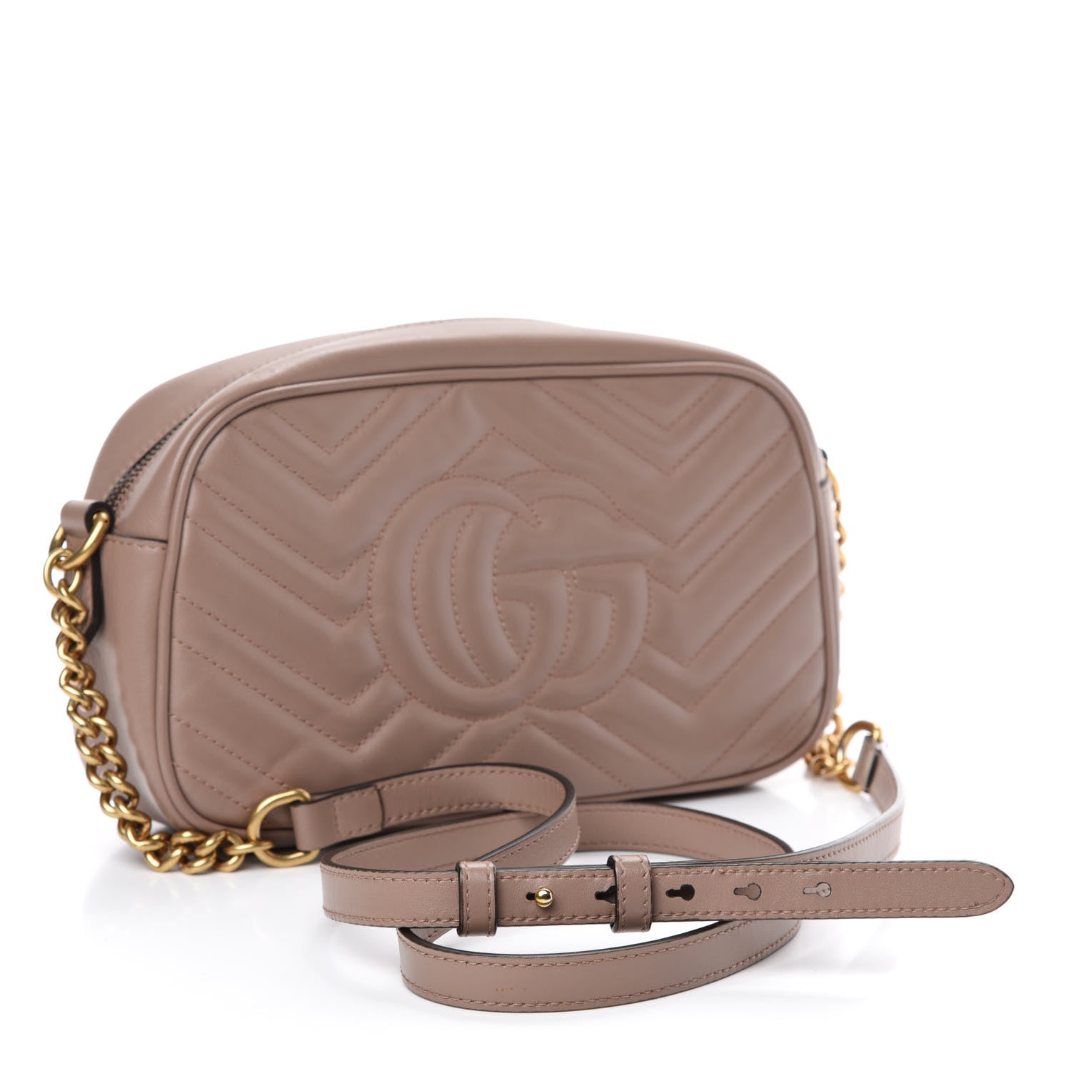 Gucci Calfskin Matelasse Small GG Marmont Chain Shoulder Bag Porcelain Rose 3 of 11