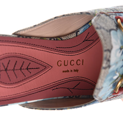 Gucci GG Supreme Monogram Blooms Womens Princetown Slippers 37.5 Beige Blue Navy Hibiscus Red 7 of 10
