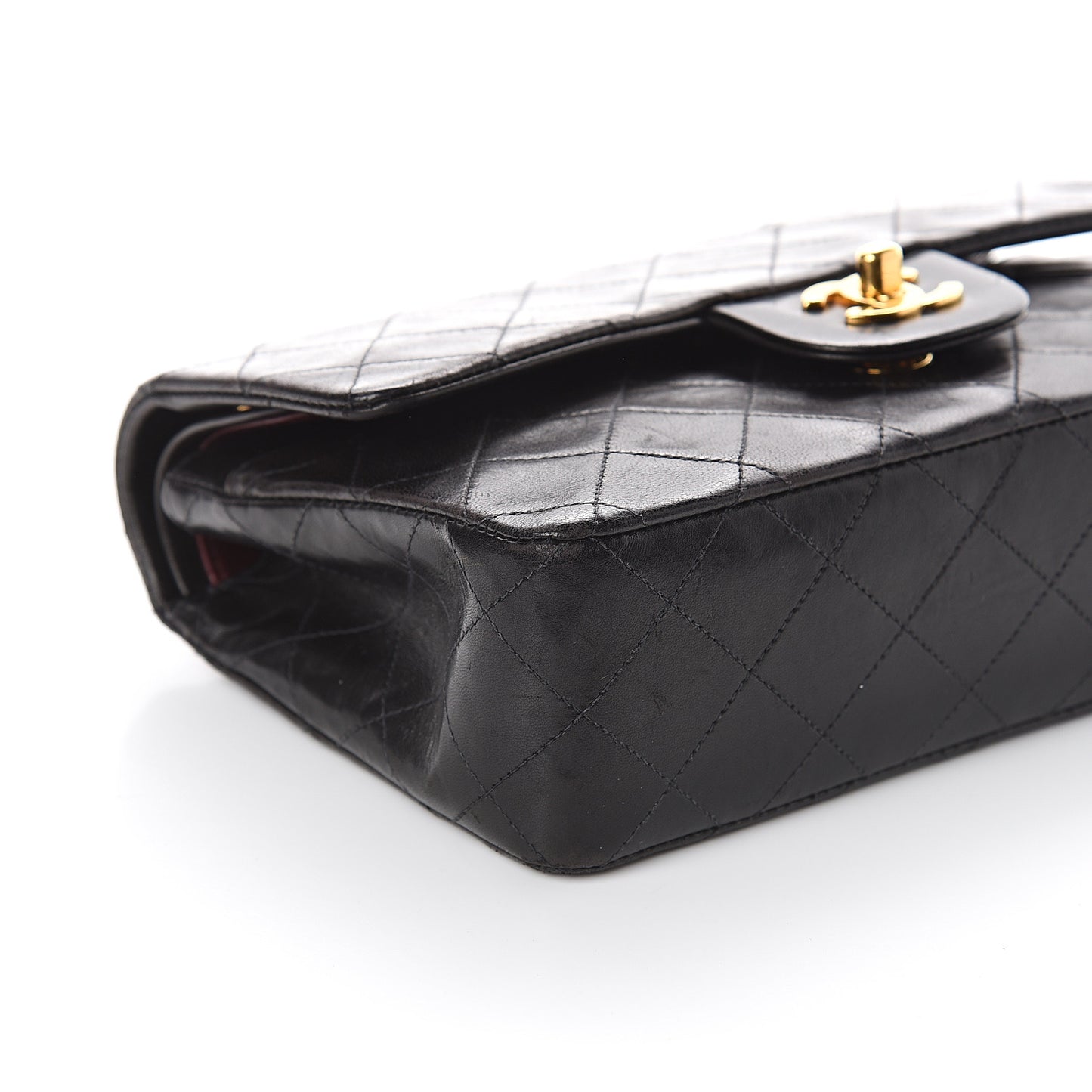 Lambskin Quilted Small Double Flap Black