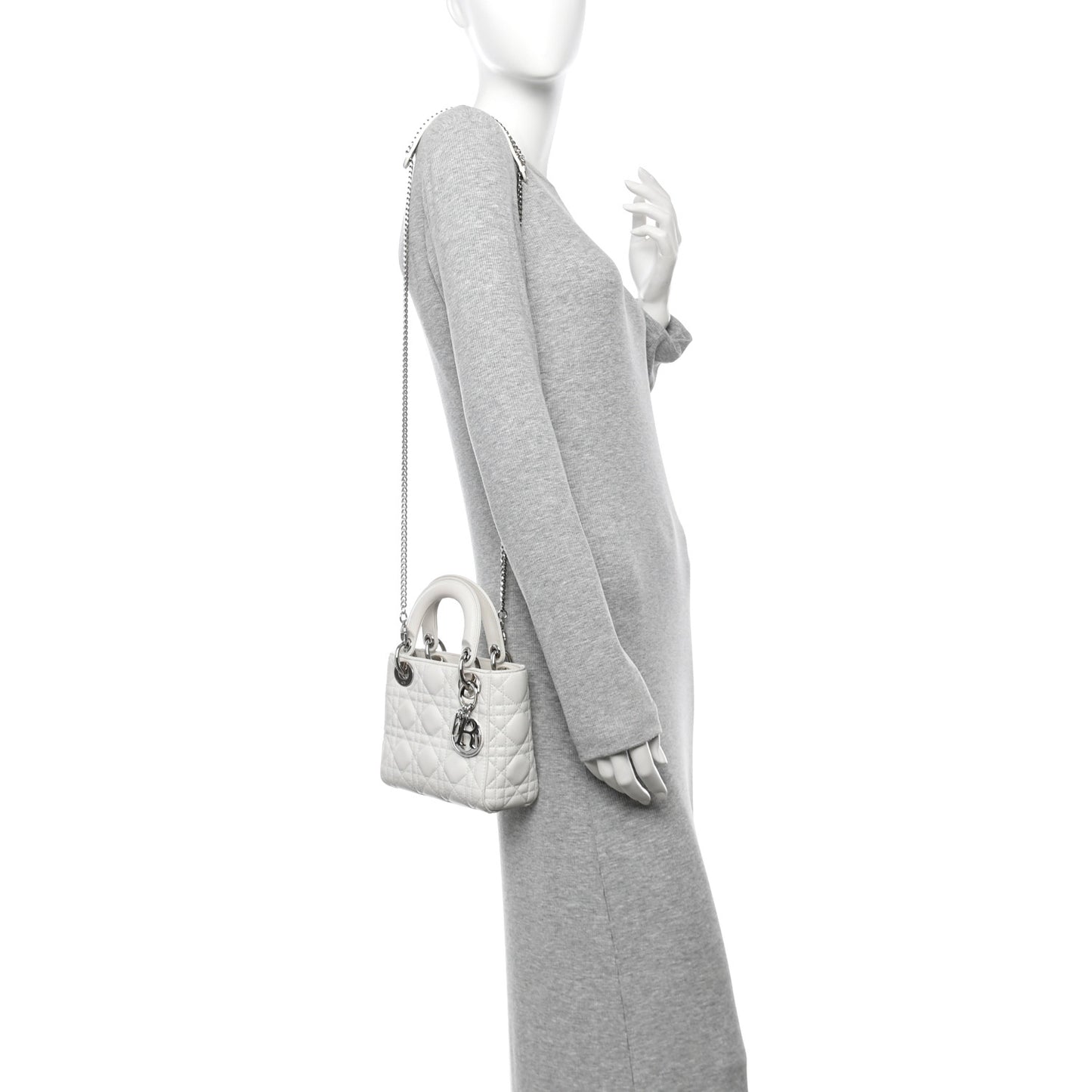 Lambskin Cannage Mini Lady Dior White