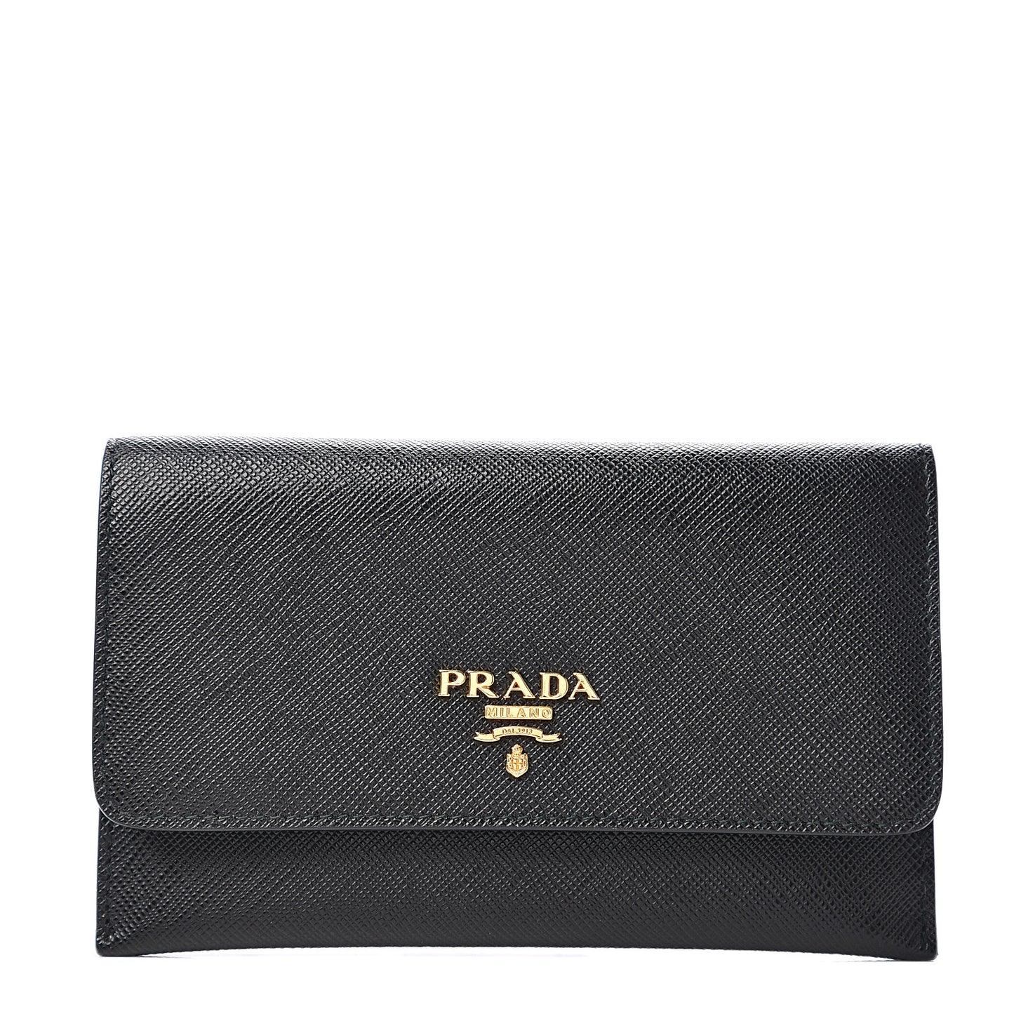 Saffiano Metal Flap Card Holder Black