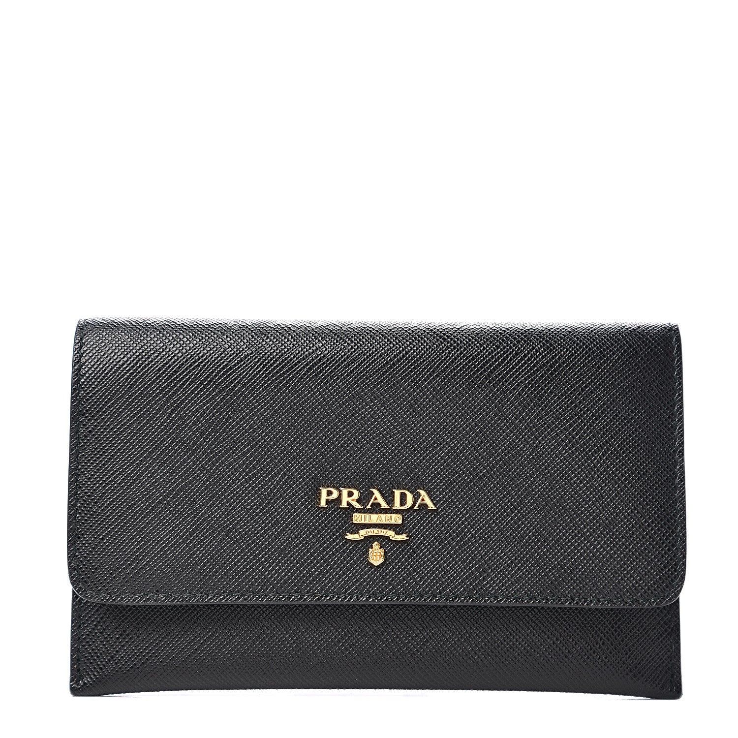 Prada Saffiano Metal Flap Card Holder Black 1 of 7