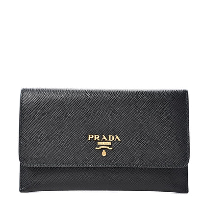 Prada Saffiano Metal Flap Card Holder Black 1 of 7