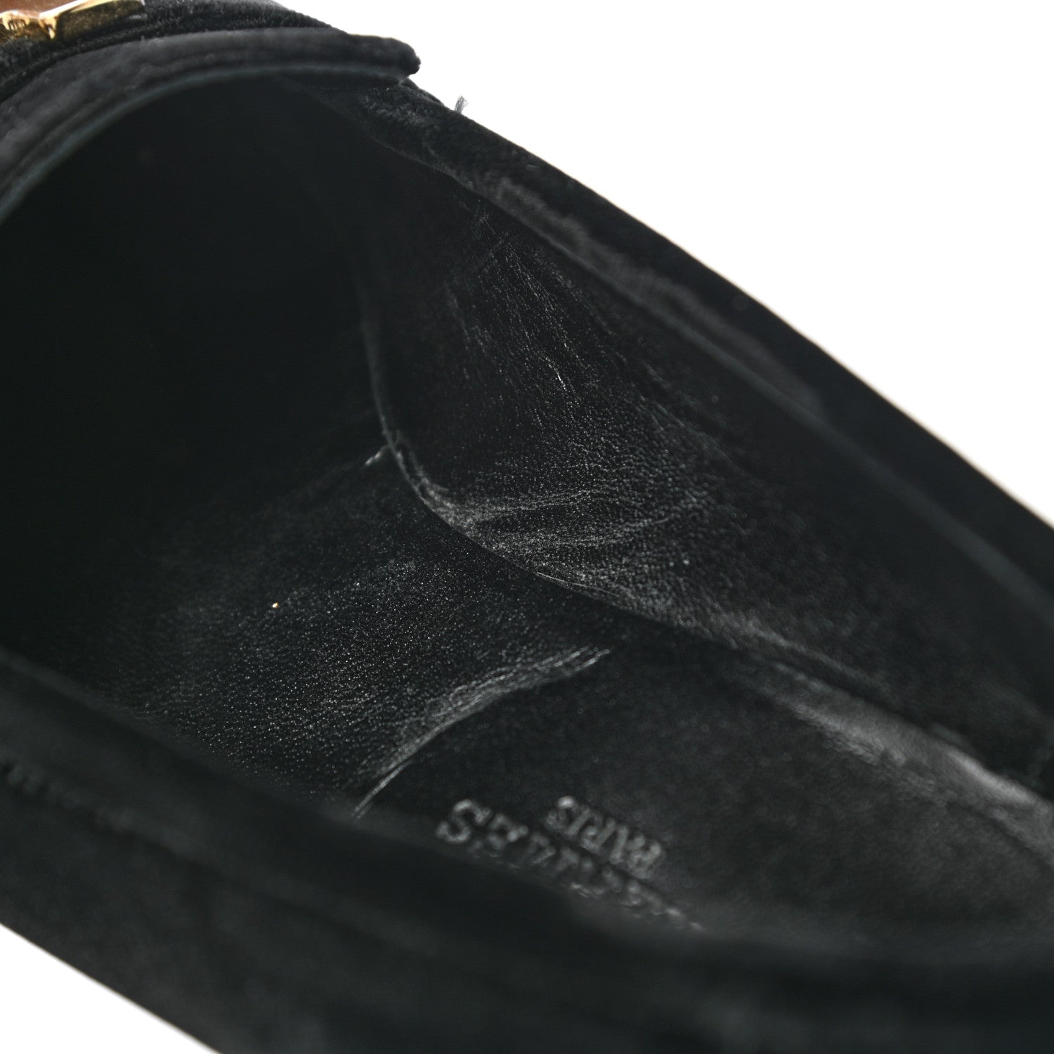 Hermes Velvet Womens Paris Loafers 37.5 Black 10 of 13