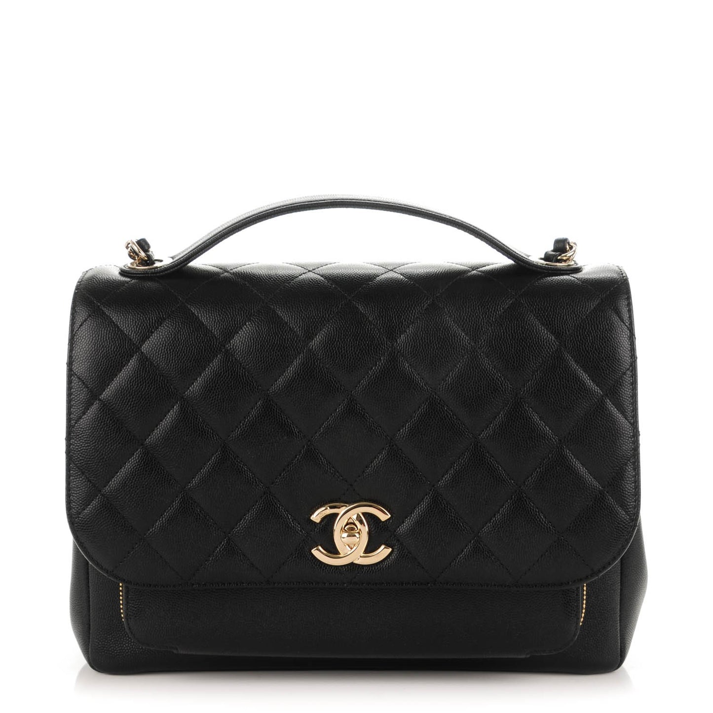 Caviar Quilted Large Business Affinity Flap Black