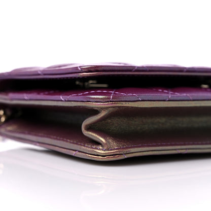 Chanel Iridescent Lambskin Quilted Wallet On Chain WOC Purple 8 of 10