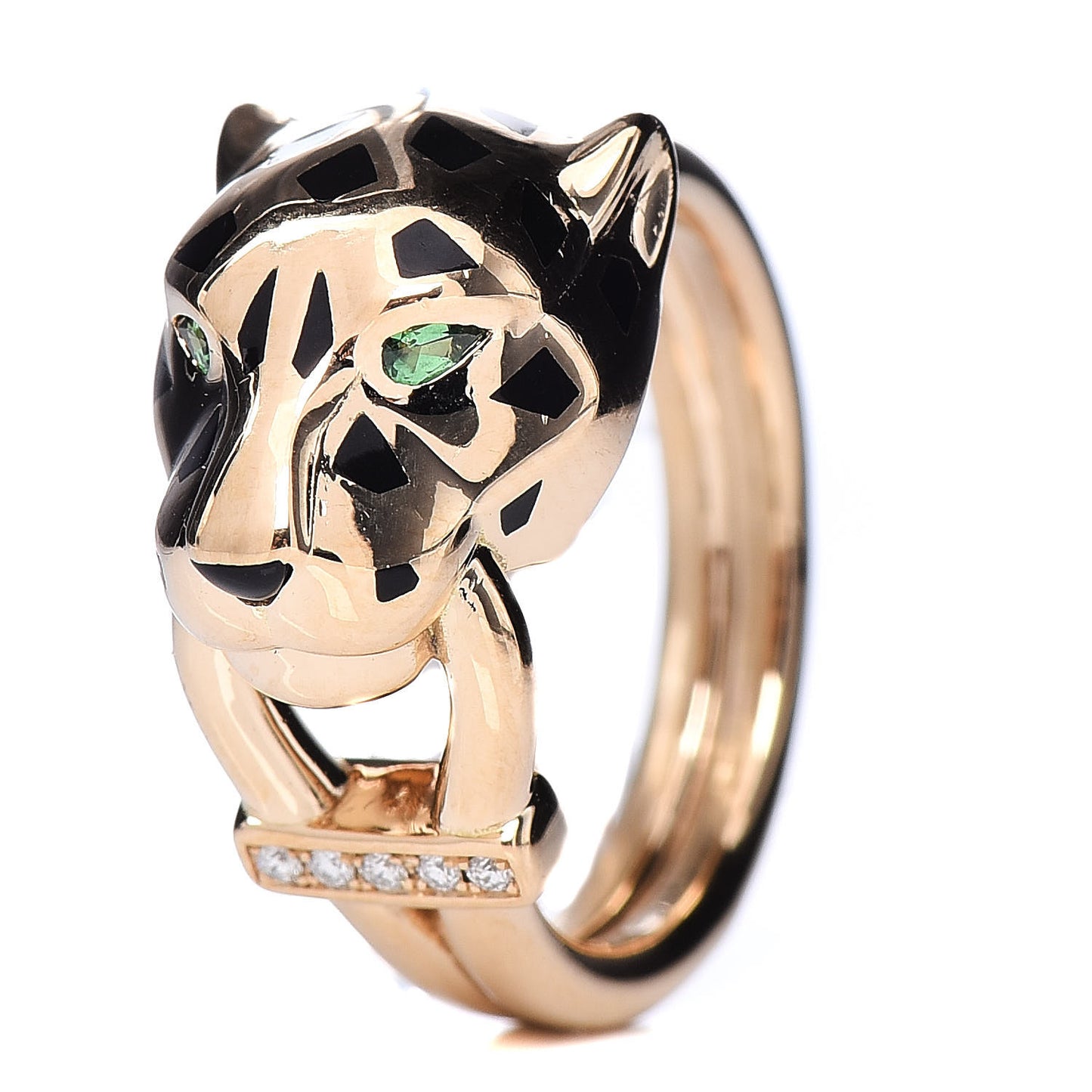 18K Yellow Gold Lacquer Tsavortie Garnet Panthère De Ring 49 4.75