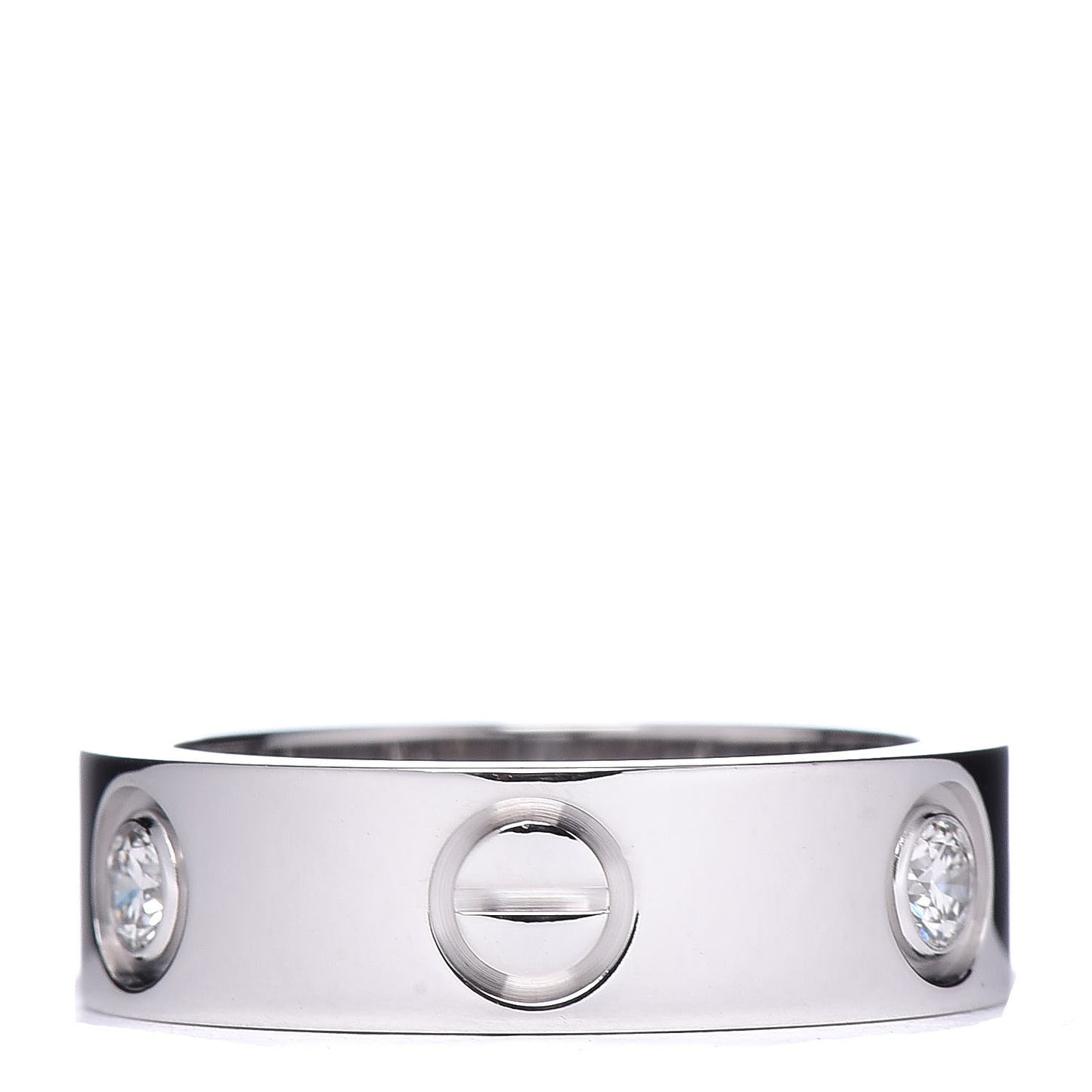 18K White Gold 3 Diamond 5.5mm LOVE Ring 49 5