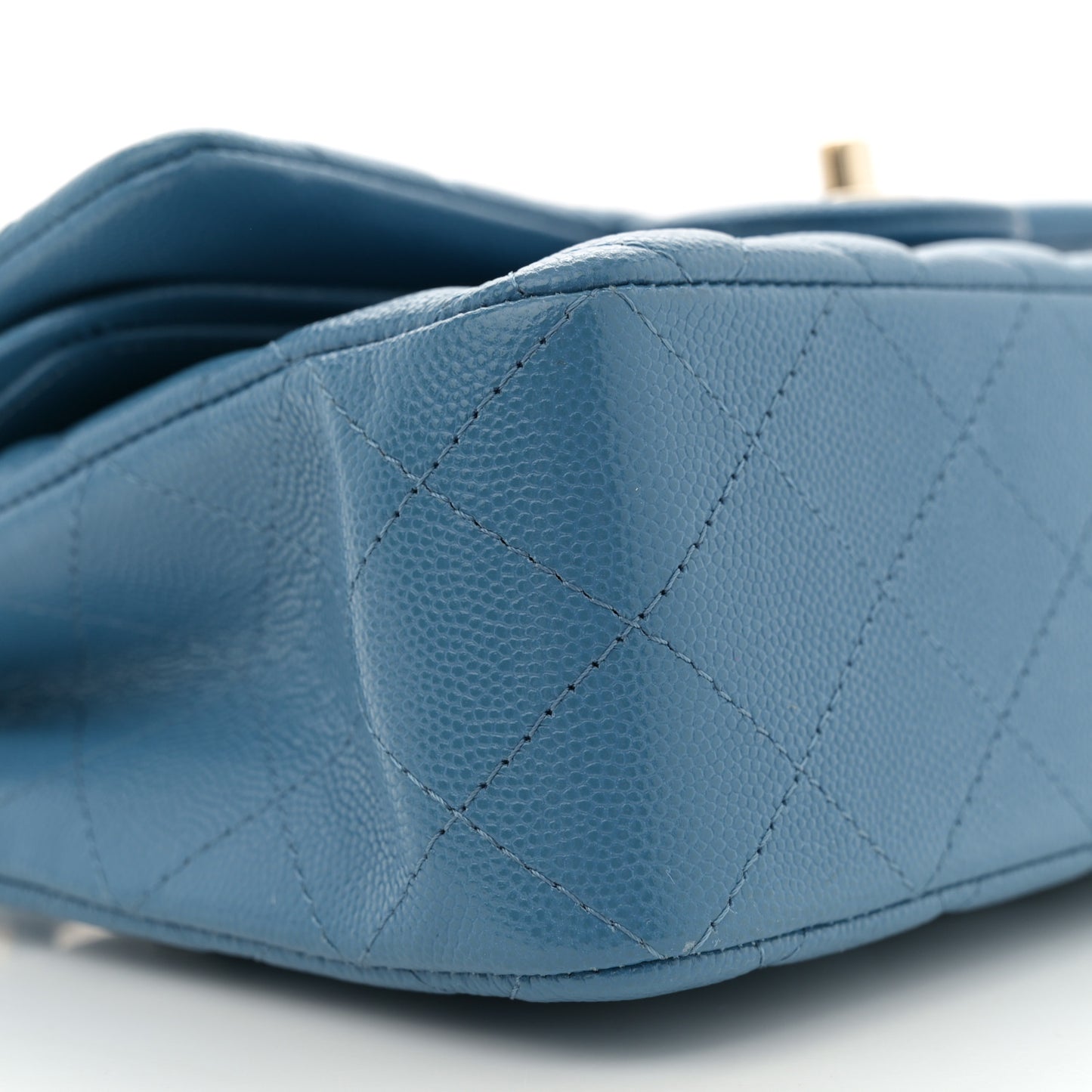 Caviar Quilted Small Double Flap Blue