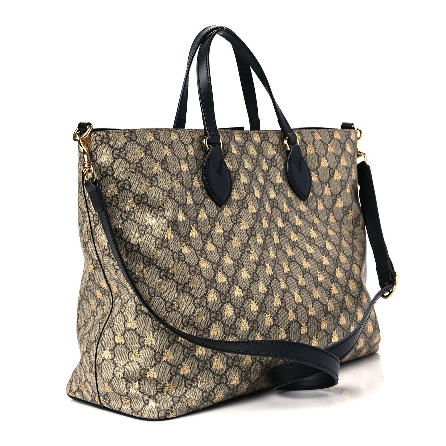 Soft GG Supreme Monogram Bees Medium Crossbody Tote Beige Oro Black