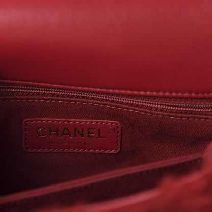 Chanel Shearling Lambskin Coco Handle Flap Dark Red 8 of 10