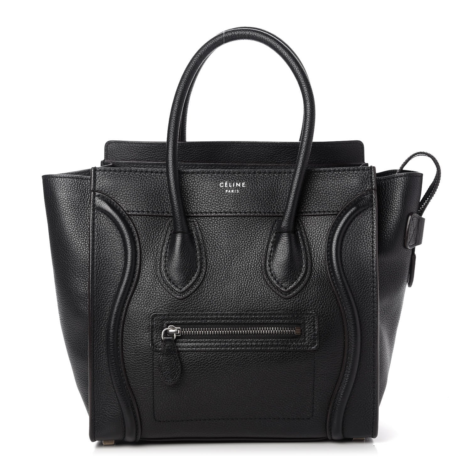 Celine Drummed Calfskin Micro Luggage Black 1 of 10