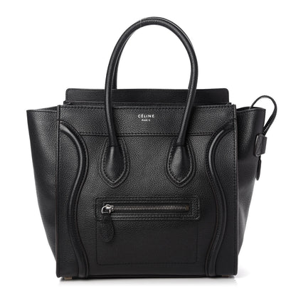 Celine Drummed Calfskin Micro Luggage Black 1 of 10