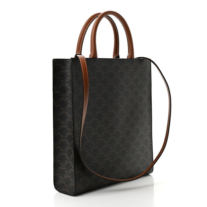 Celine Triomphe Canvas Calfskin Small Vertical Cabas Tan 3 of 8