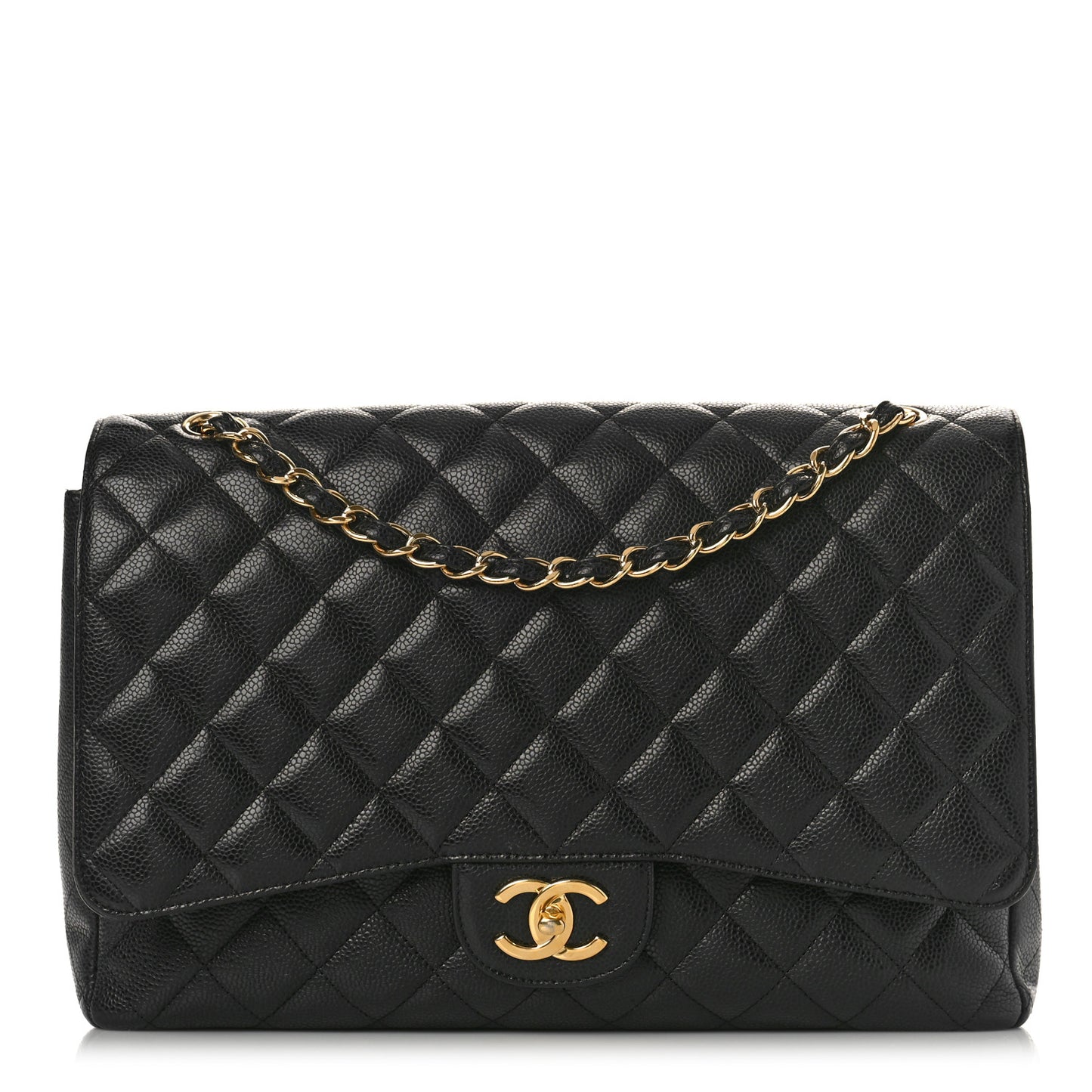 Caviar Quilted Maxi Double Flap Black