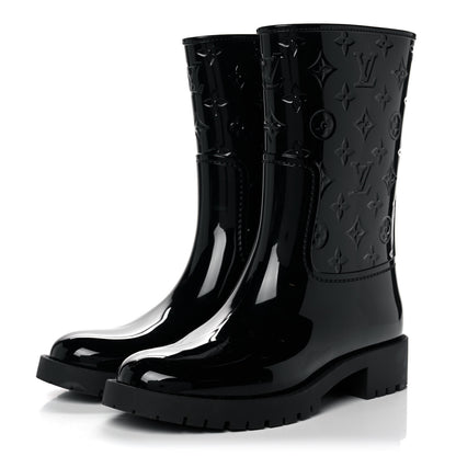 Louis Vuitton Rubber Embossed Monogram Drops Flat Half Boots 41 Black 3 of 8