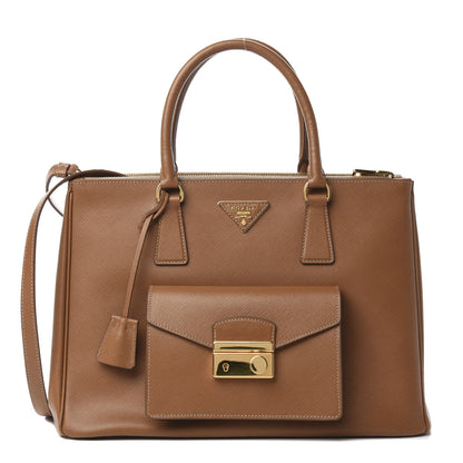 Prada Saffiano Galleria Front Pocket Tote Caramel 1 of 11