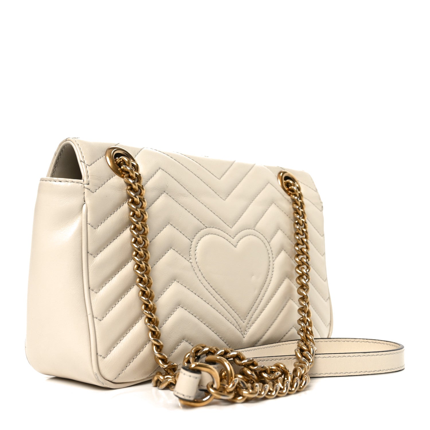 Gucci Calfskin Matelasse Small GG Marmont Shoulder Bag White 2 of 10
