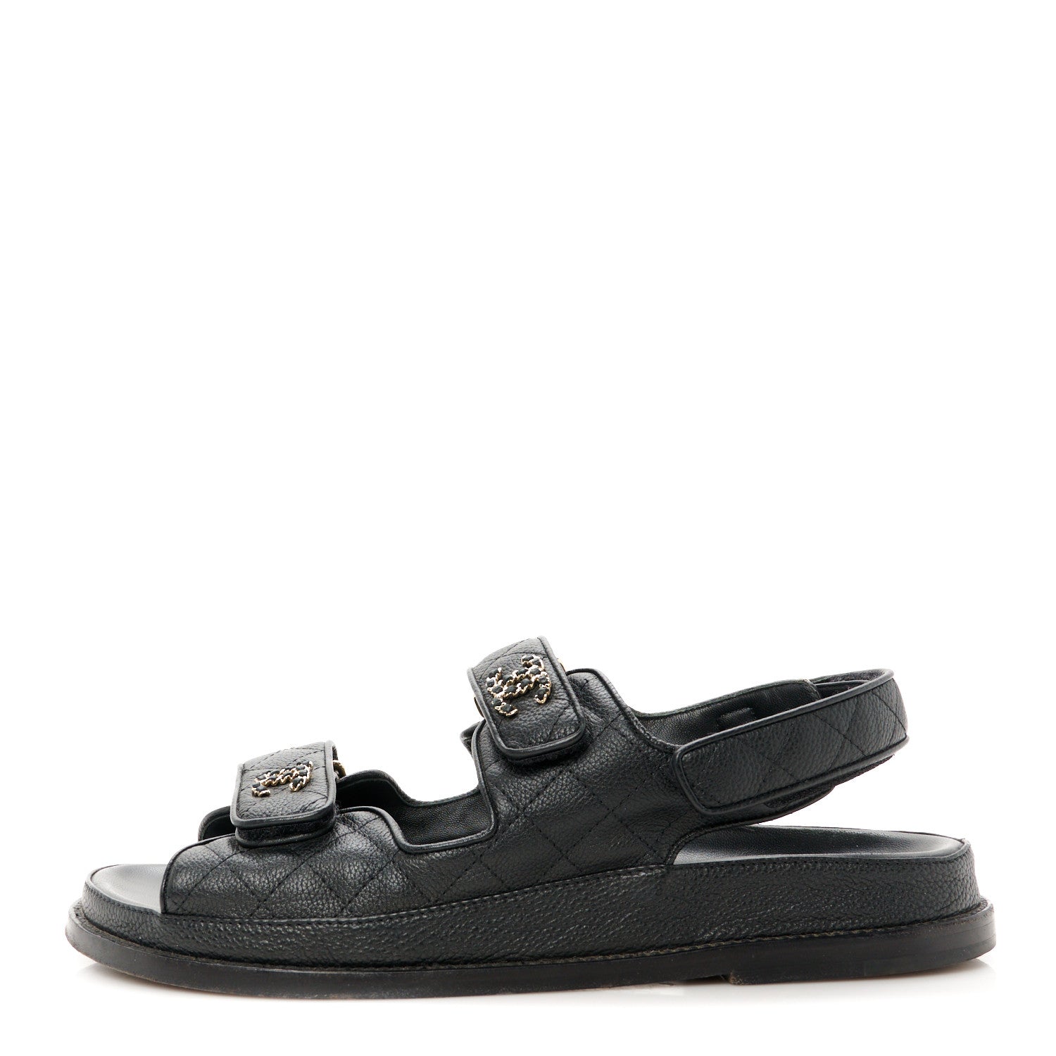 Chanel Grained Calfskin Velcro Dad Sandals 40 Black 1 of 10