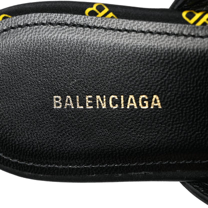 Balenciaga Crepe Satin BB Printed Pointy Toe Knife Flat Mules 36.5 Black Yellow 7 of 9