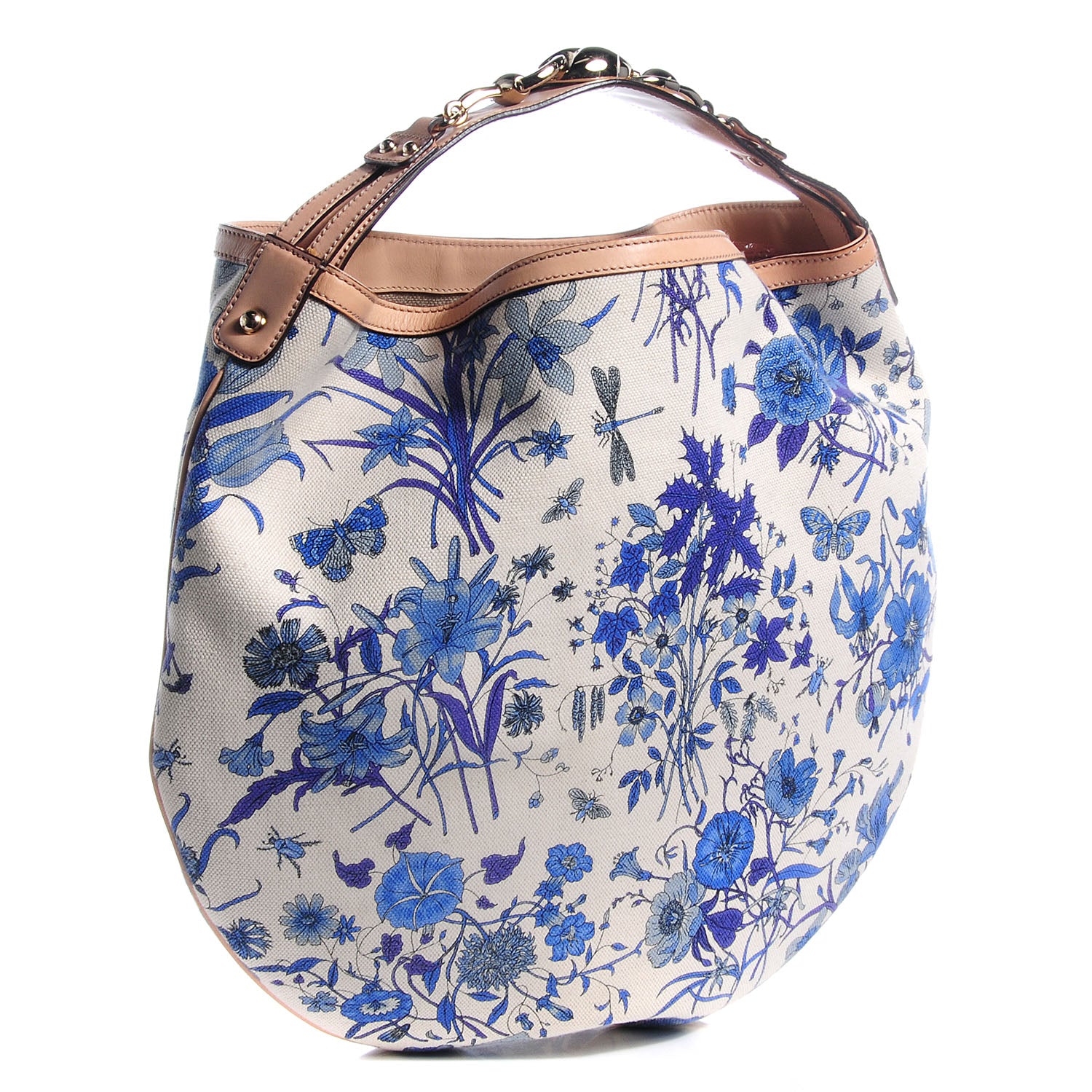 Gucci Canvas Flora Floral Wave Hobo Blue 3 of 7