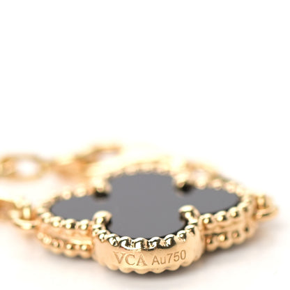 Van Cleef & Arpels 18K Yellow Gold Black Onyx 10 Motifs Vintage Alhambra Necklace 4 of 5
