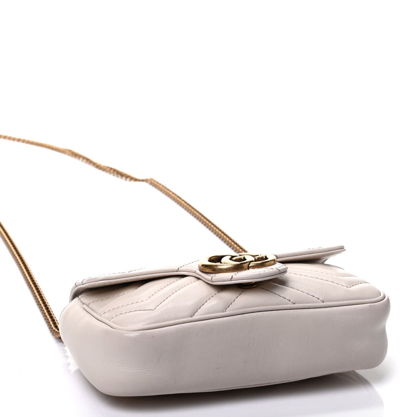 Calfskin Matelasse Super Mini GG Marmont Shoulder Bag White