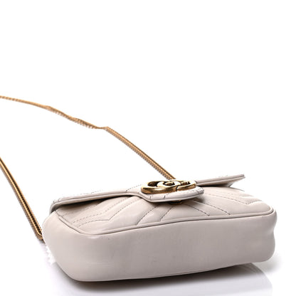 Gucci Calfskin Matelasse Super Mini GG Marmont Shoulder Bag White 3 of 4
